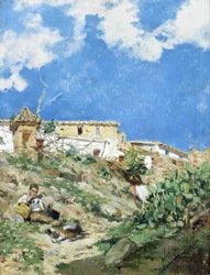 Landschaft mit Figur in Sagunto, Valencia